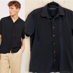 Perry Ellis Men’s Button Front Medium Black 100% Cotton Classic Contemporary